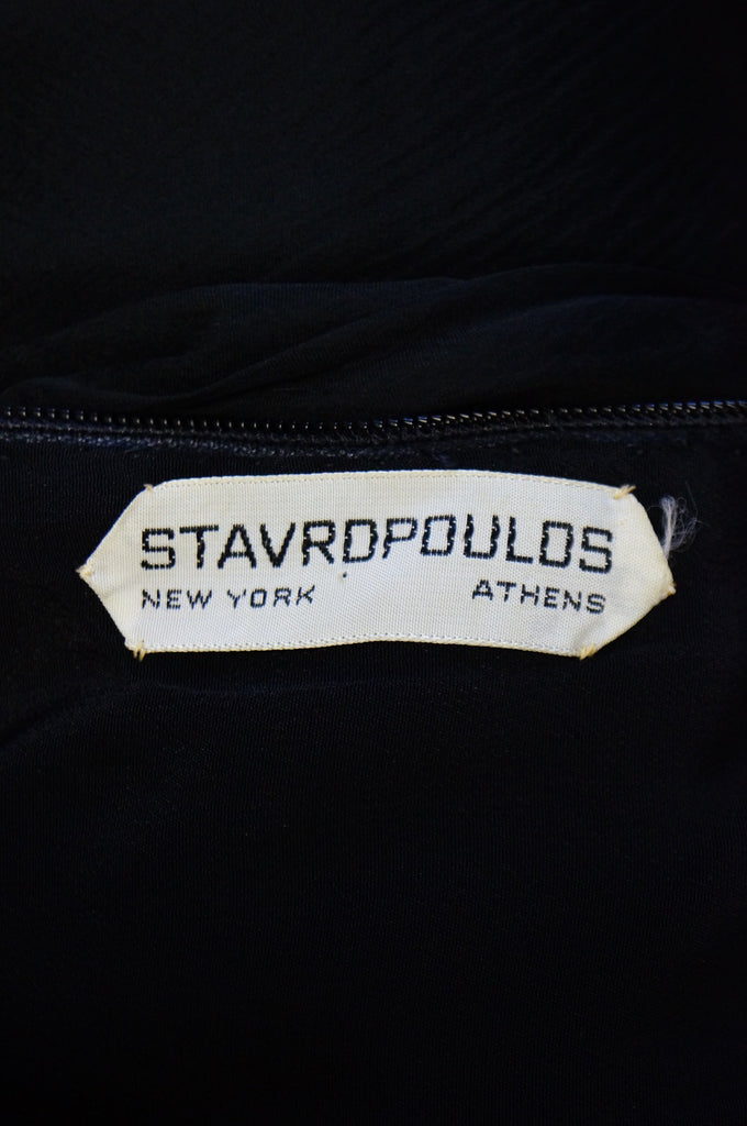 1960s Stavropoulos Black Silk Evening Dress