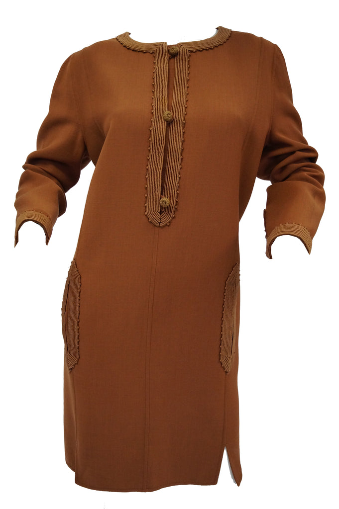 1980s Oscar de La Renta Saffron Kaftan Tunic Dress