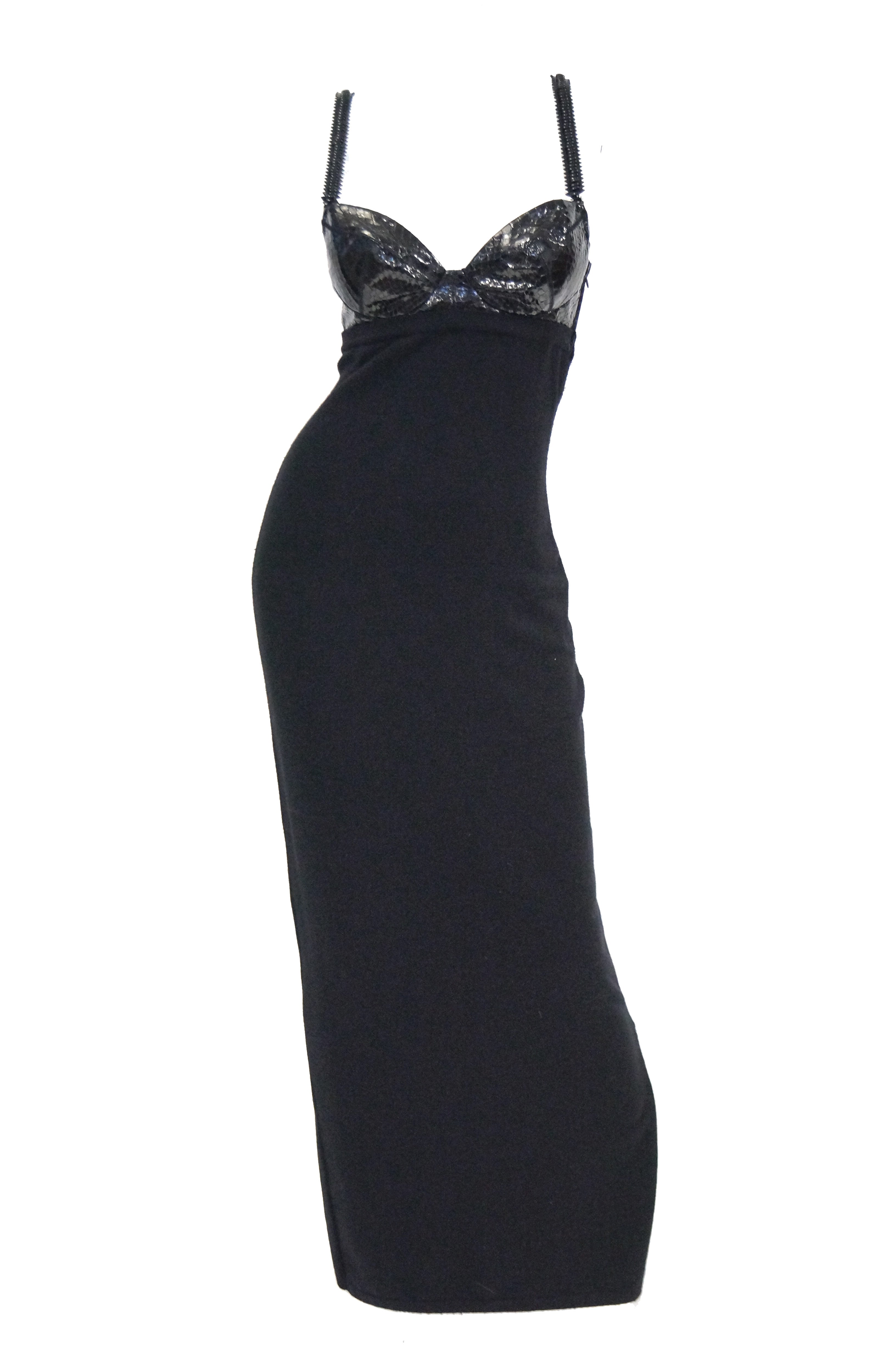 1990s Christian Dior numbered Body Con Dress w/ Snakeskin Bralette 1990s Christian Dior numbered Body Con Dress w/ Snakeskin Bralette