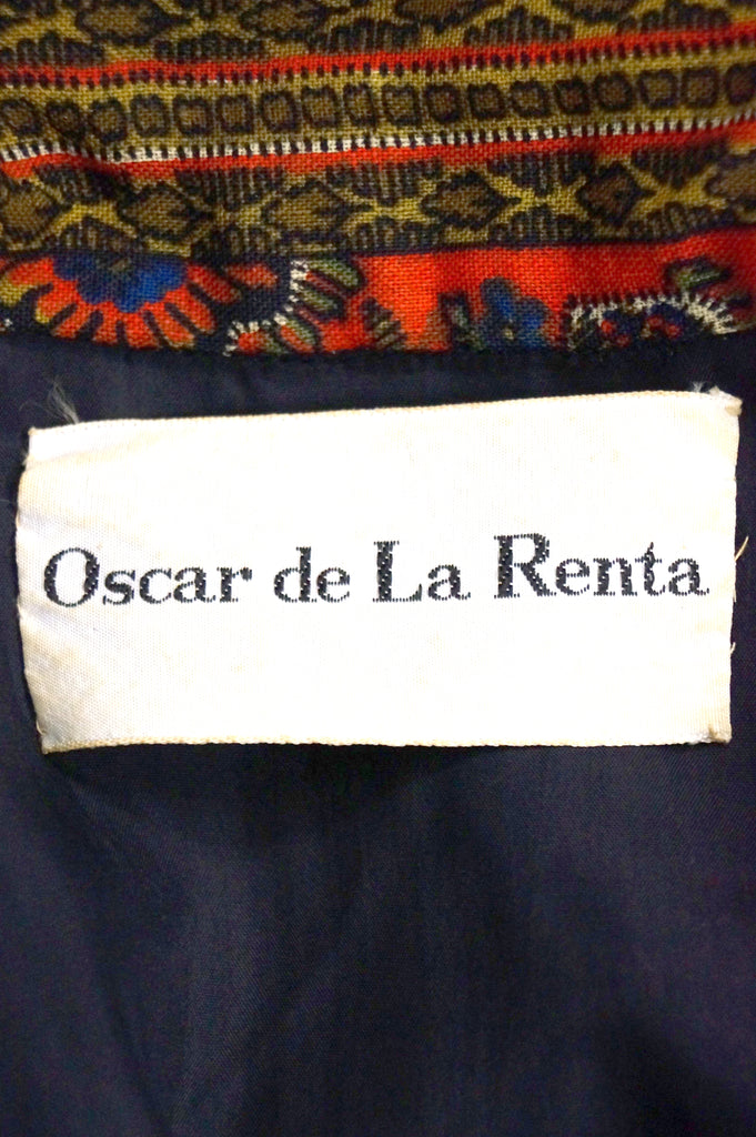 1960s Oscar de la Renta Ethnic Print Wool Dress