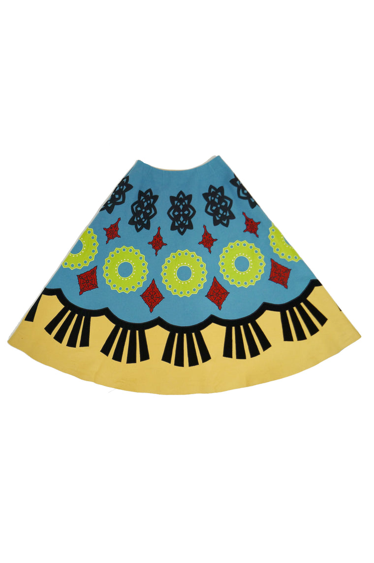 2000 Fall / Winter Keita Maruyama Blue Geometric Felt Circle Skirt