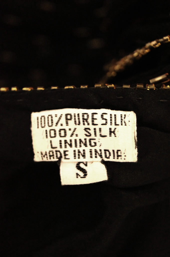 Vintage Black Silk Gold Beaded Jumpsuit