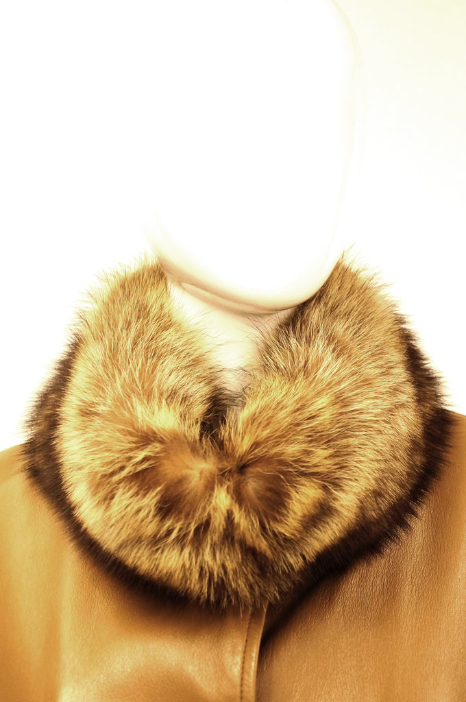 1960s Bonnie Cashin Leather Cape w/ Fur Collar