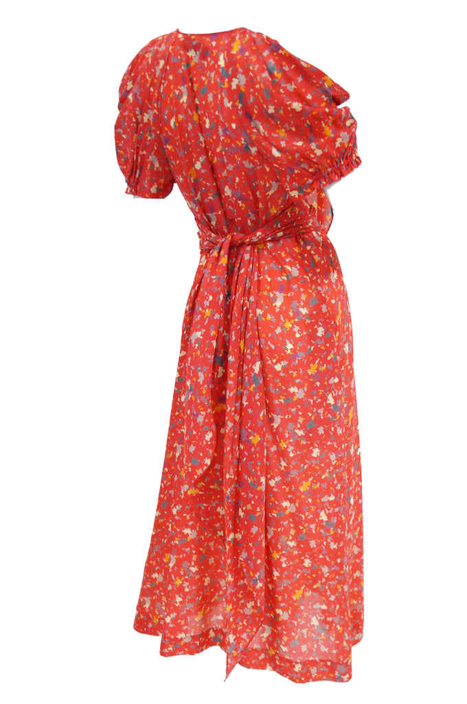 1970s Giorgio Sant Angelo Red Cold Shoulder Midi Dress