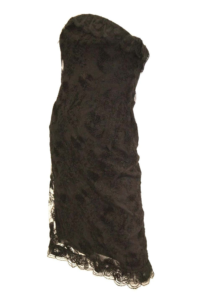 1957 Haute Couture Balenciaga Strapless Black Riechers Marescot Lace Dress