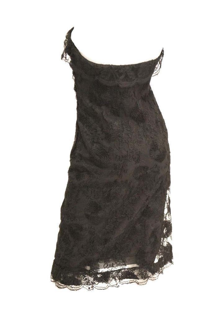1957 Haute Couture Balenciaga Strapless Black Riechers Marescot Lace Dress