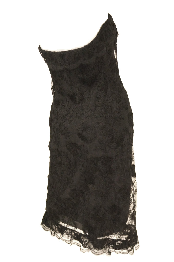 m1957 Haute Couture Balenciaga Strapless Black Riechers Marescot Lace Dress