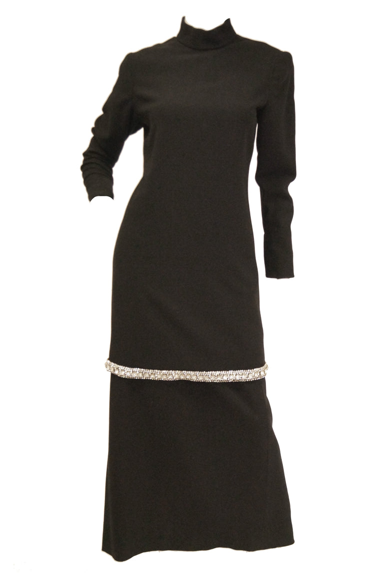 Louis Feraud Bateau Neckline Midi Length Dress - Black Dresses