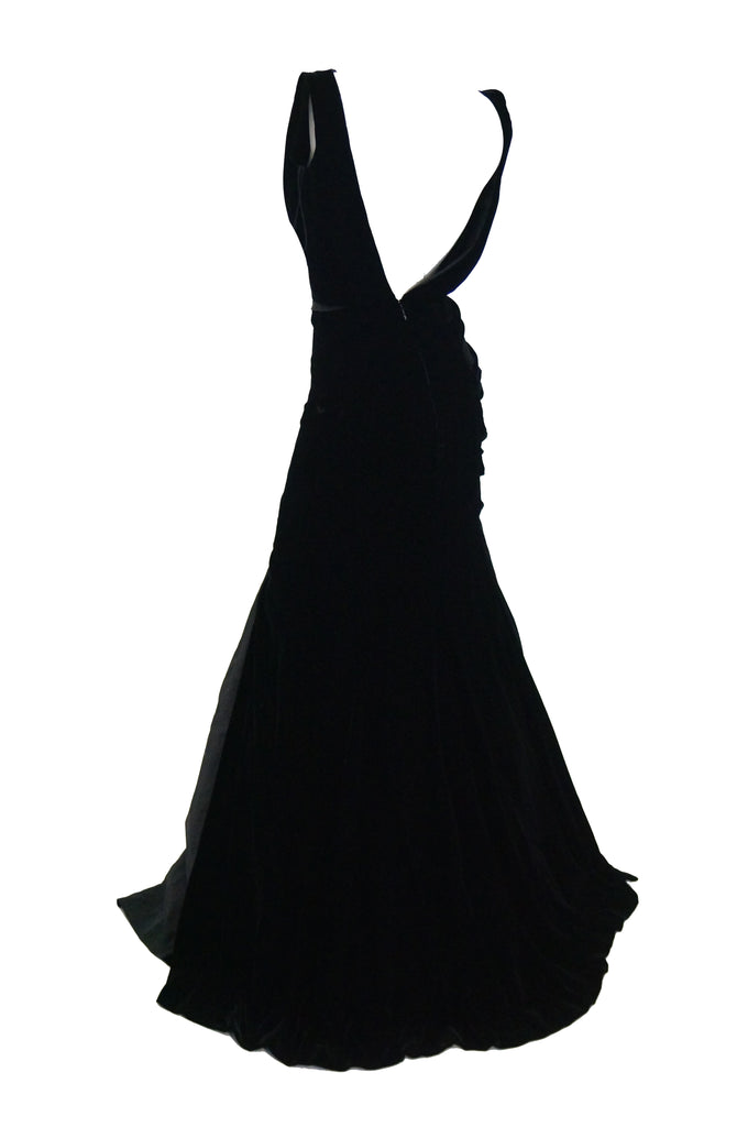Oscar de la Renta Black Velvet Evening Dress