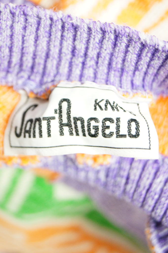 1970s Giorgio di Sant Angelo Knit Halter Maxi Dess in Orange, Purple, Green