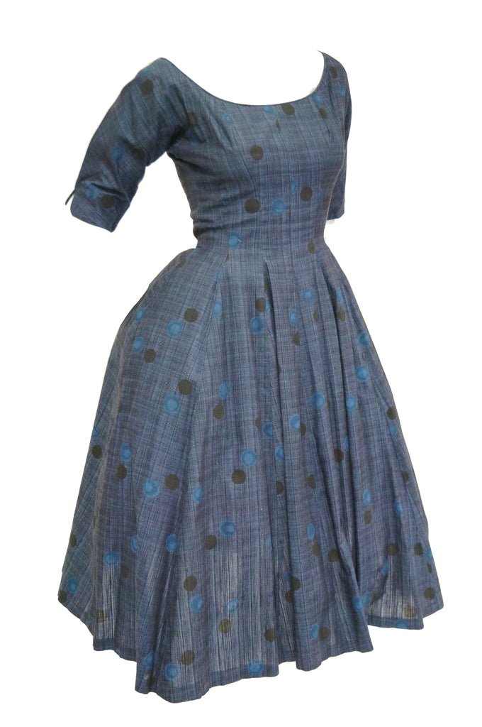 1950s Suzy Perette Blue Polkadot New Look Dress