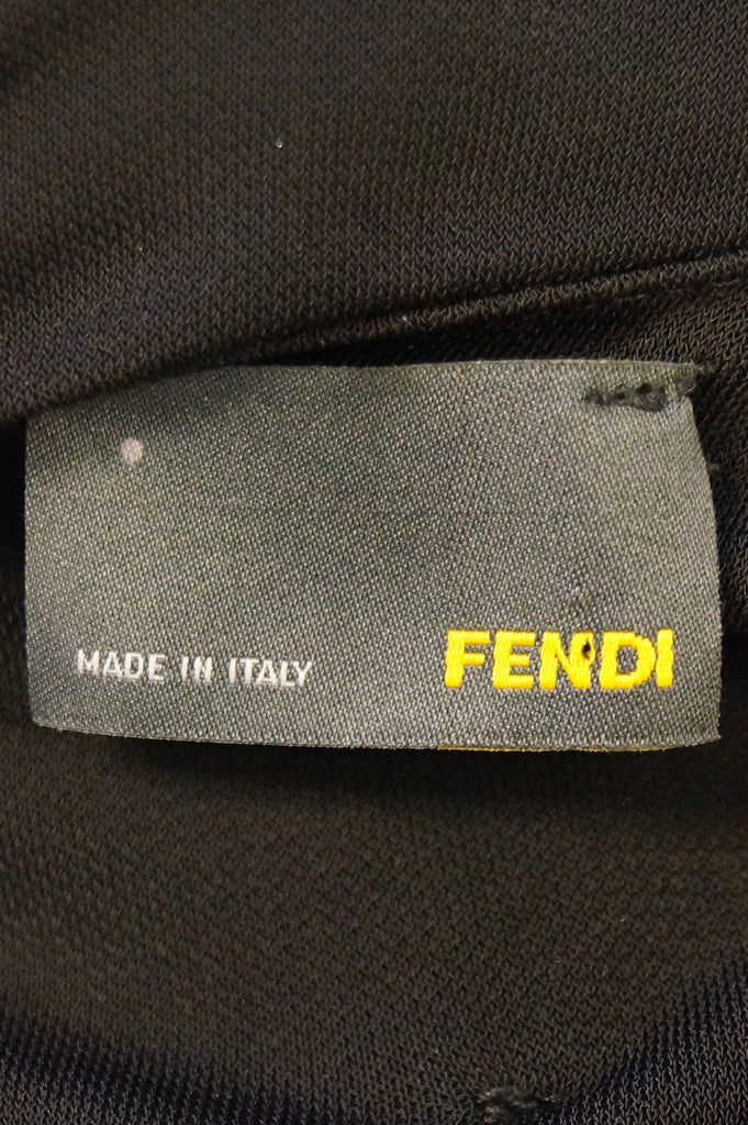 2003 Fendi Black Drape Jersey Knit Maxi Dress