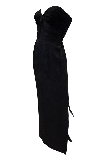1950s Tur Zel Black Silk Sweetheart Evening Dress - MRS Couture