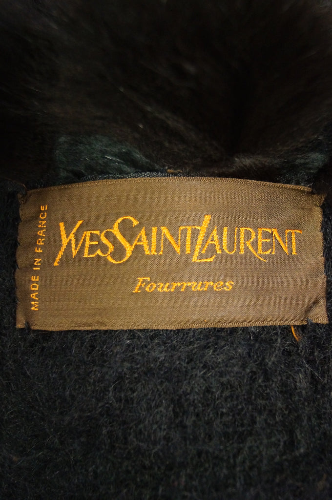 1970s Yves Saint Laurent Wool and Fox Button Shawl Cape