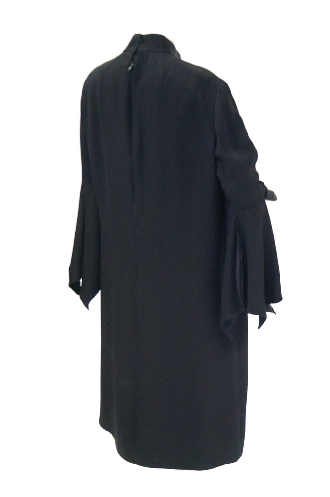 1960s Geoffrey Beene Black Petal Bell Sleeve Cocktail Dress