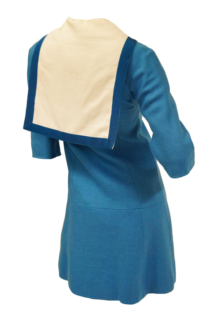 1960s Jean Muir Blue and White Sailor Dress