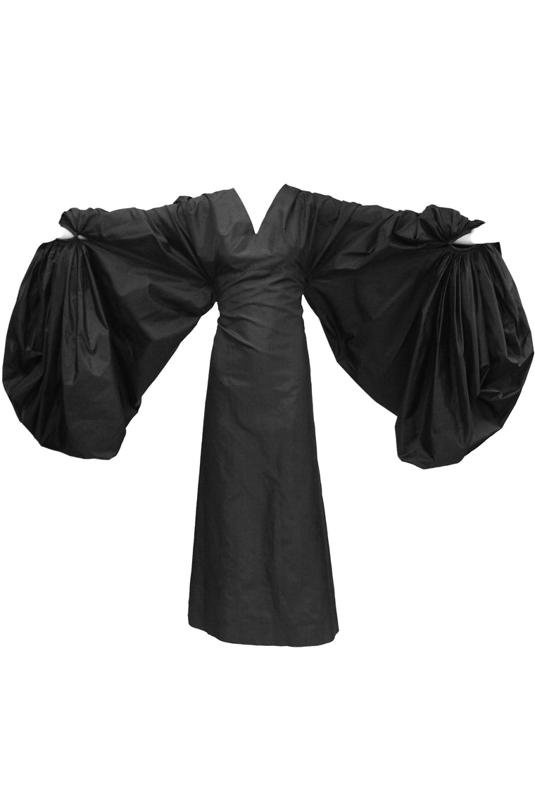 1960s Madame Grès Black Haute Couture Silk "Heavenly Bodies" Dress