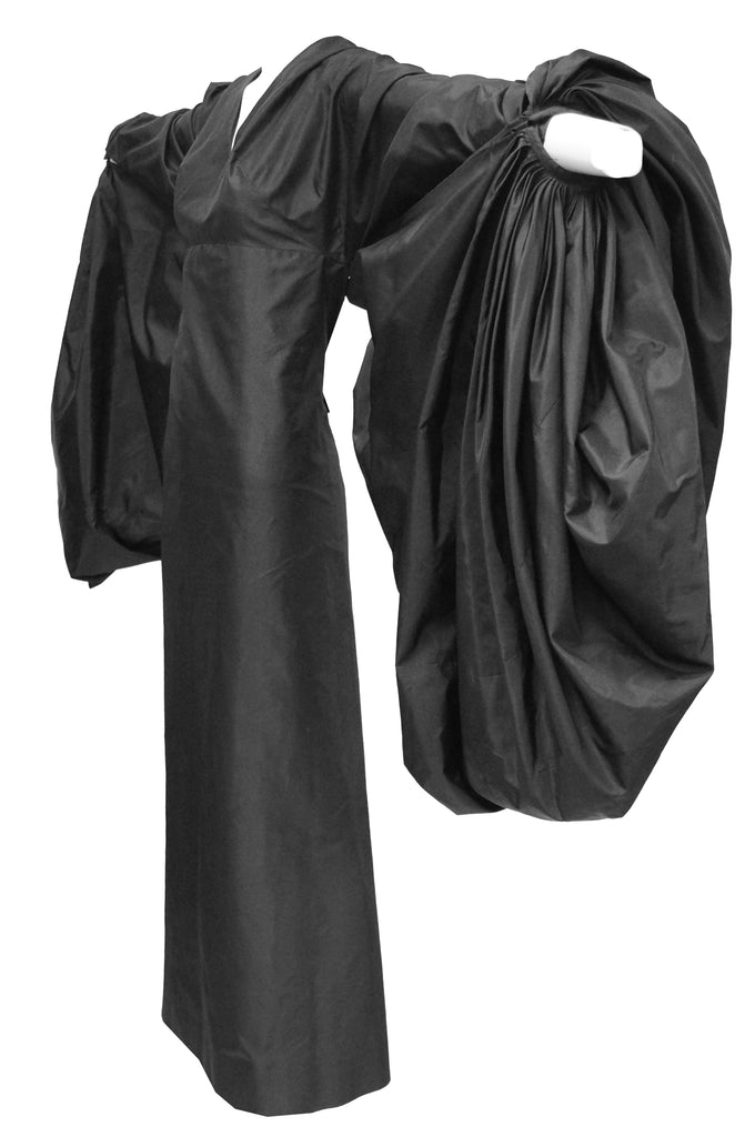 1960s Madame Grès Black Haute Couture Silk "Heavenly Bodies" Dress