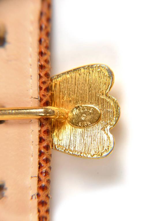 Vintage Alexis Kirk Gold Hardware Honey Colored Lizard Belt M-L