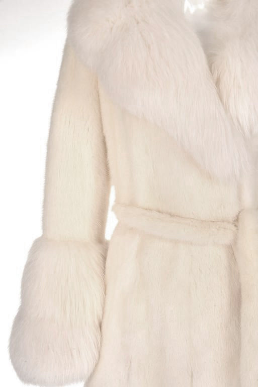 Vintage Snow White Mink and Angora Rabbit Fur Coat
