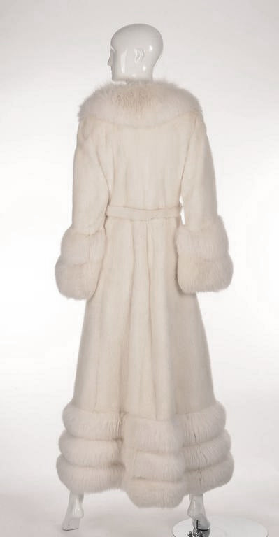 Vintage Snow White Mink and Angora Rabbit Fur Coat