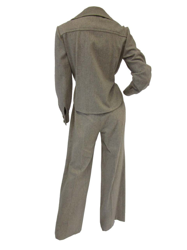1970s Beige Wool Tailored Jumpsuit