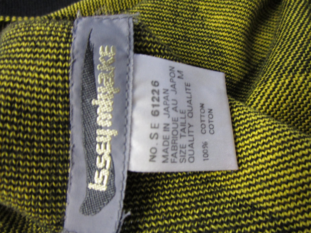1980s Issey Miyake Yellow and Black Diamond and Stripe Cotton Knit Top