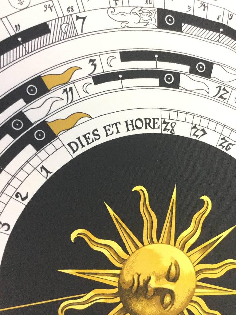 Important Hermes Astrologie Dies et Hors Silk Scarf by Francoise Faconne