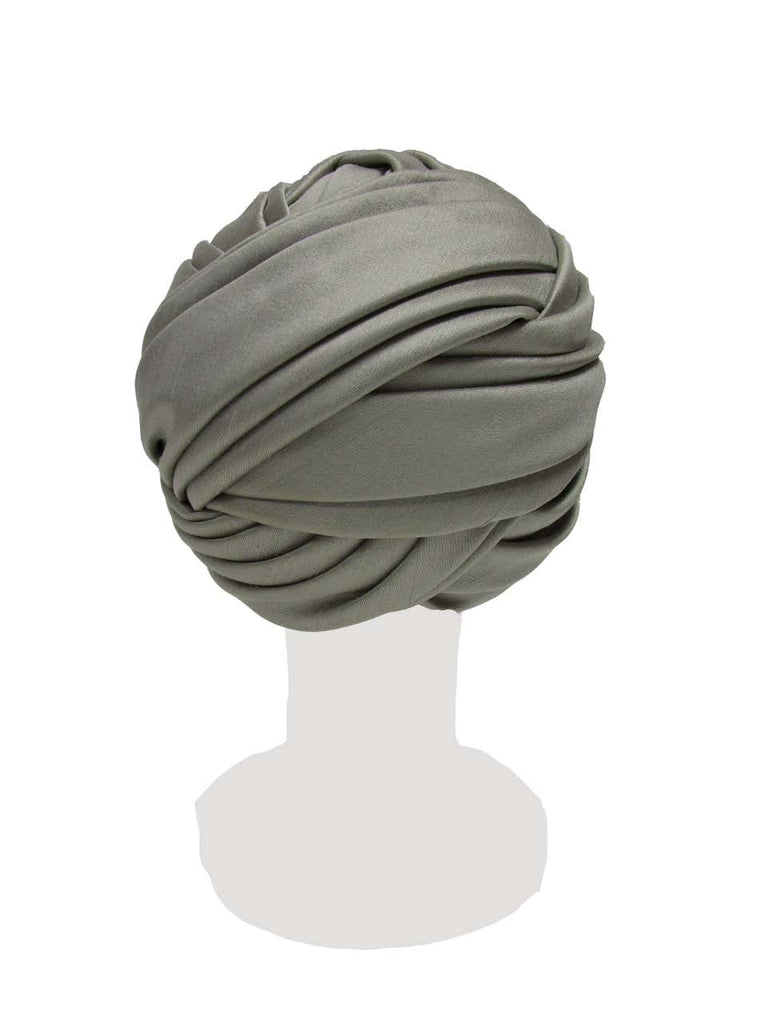 1950s Irene of New York Grey Raw Silk Turban