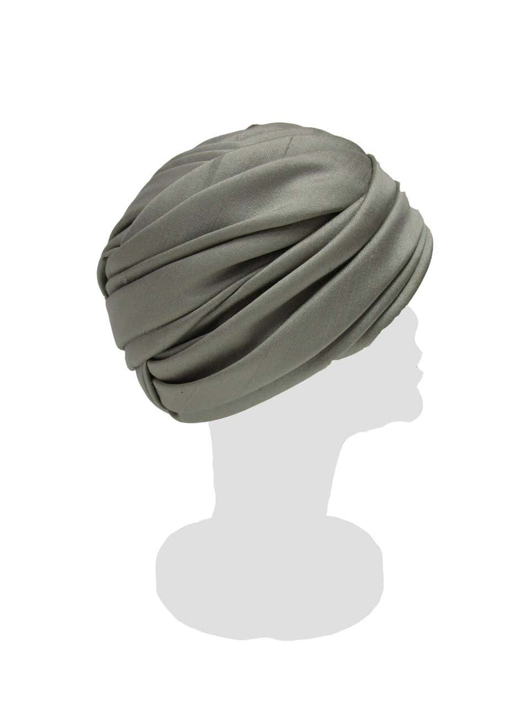 1950s Irene of New York Grey Raw Silk Turban