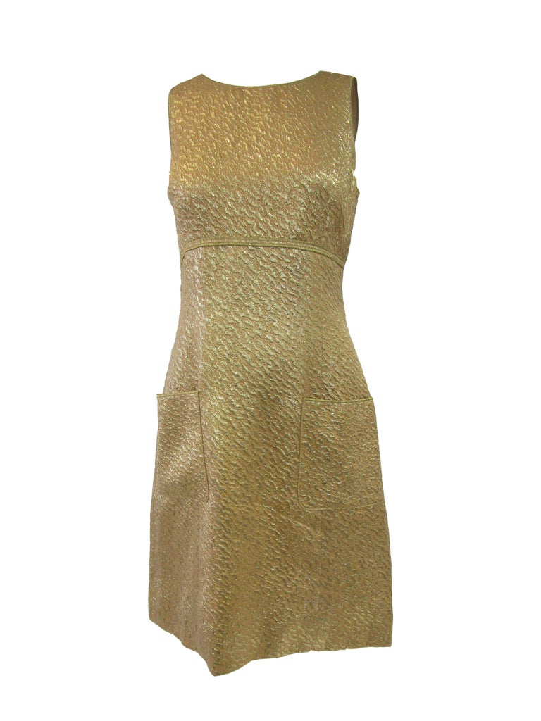 1996 Chanel by Lagerfeld Golden Boucle and Lame Shift Dress and Coat 1996 Chanel by Lagerfeld Golden Boucle and Lame Shift Dress and Coat