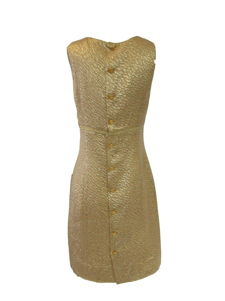1996 Chanel by Lagerfeld Golden Boucle and Lame Shift Dress and Coat 1996 Chanel by Lagerfeld Golden Boucle and Lame Shift Dress and Coat