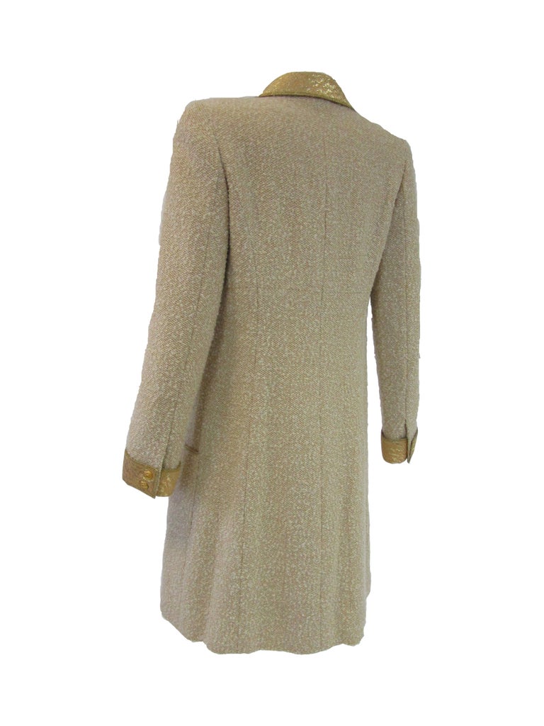 1996 Chanel by Lagerfeld Golden Boucle and Lame Shift Dress and Coat 1996 Chanel by Lagerfeld Golden Boucle and Lame Shift Dress and Coat