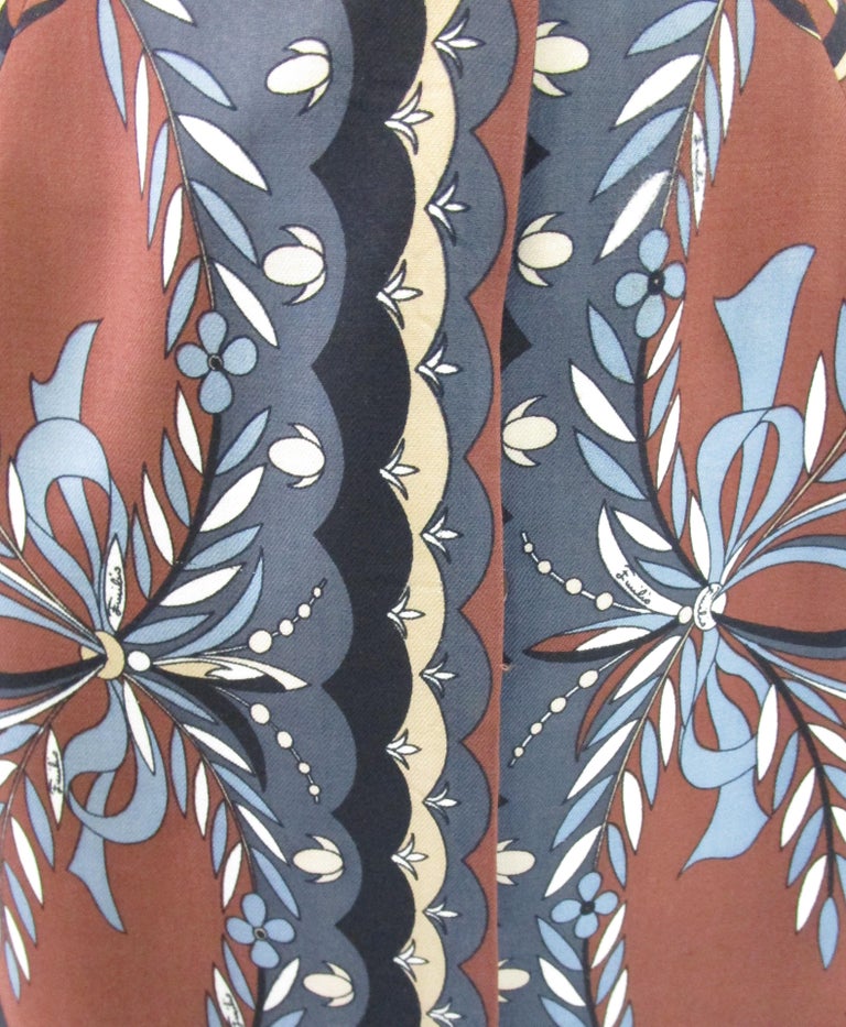 1960s Emilio Pucci Wool Neutral Geometric Print Wrap Skirt