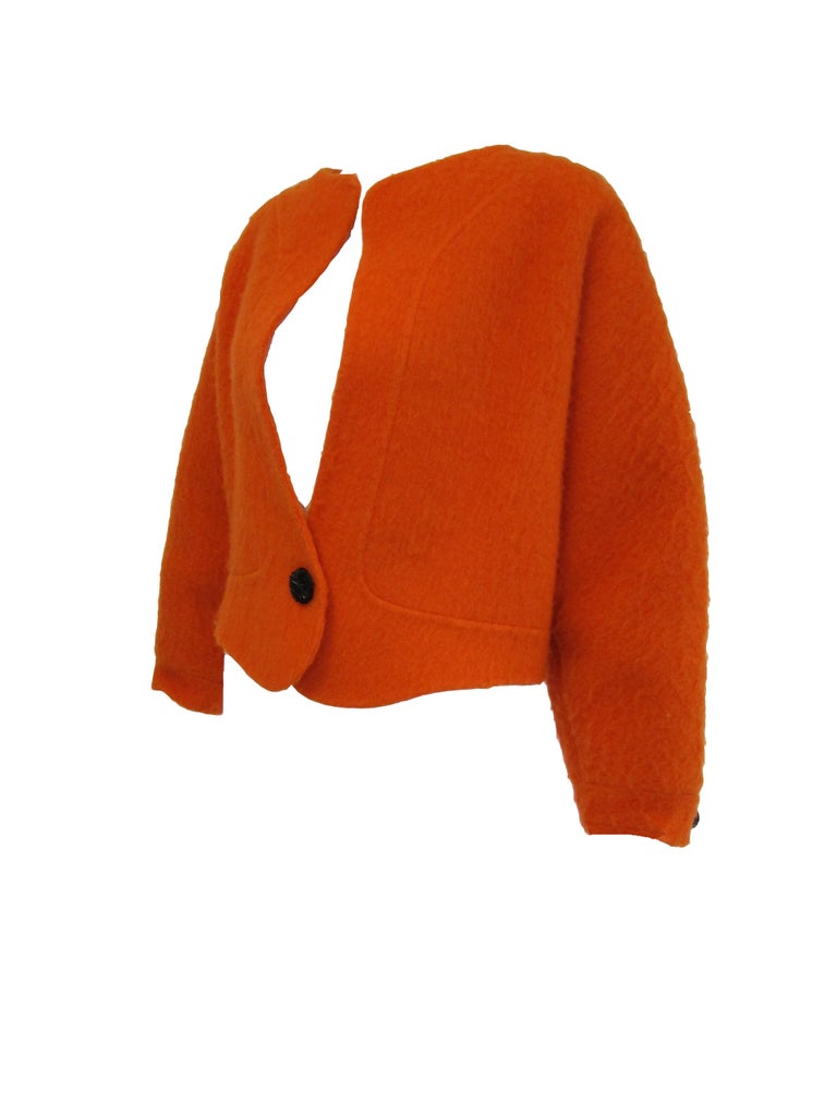 1990s Geoffery Beene Bright Orange Mohair Jacket - Cropped