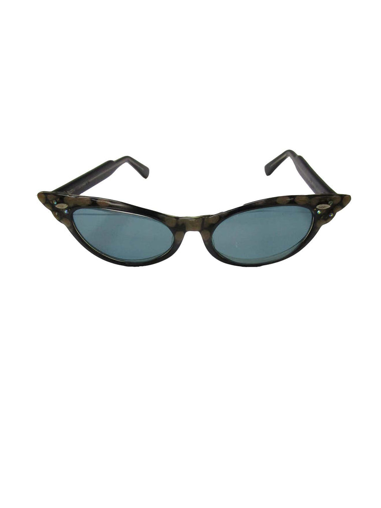 1950s Spotted and Jeweled Cat Eye Sunglasses