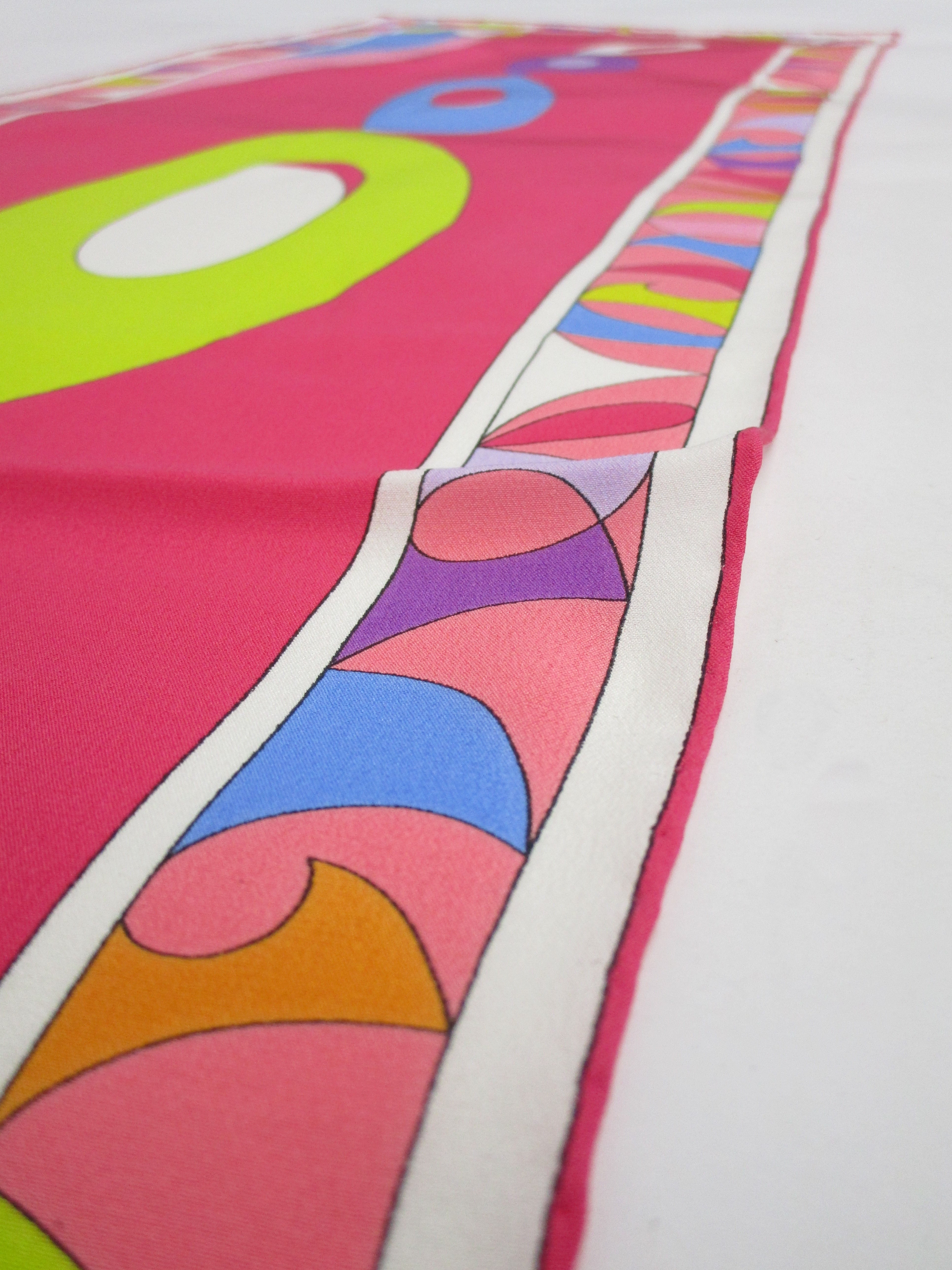 Vintage Emilio Pucci Coral and Pastel Scarf MRS Couture