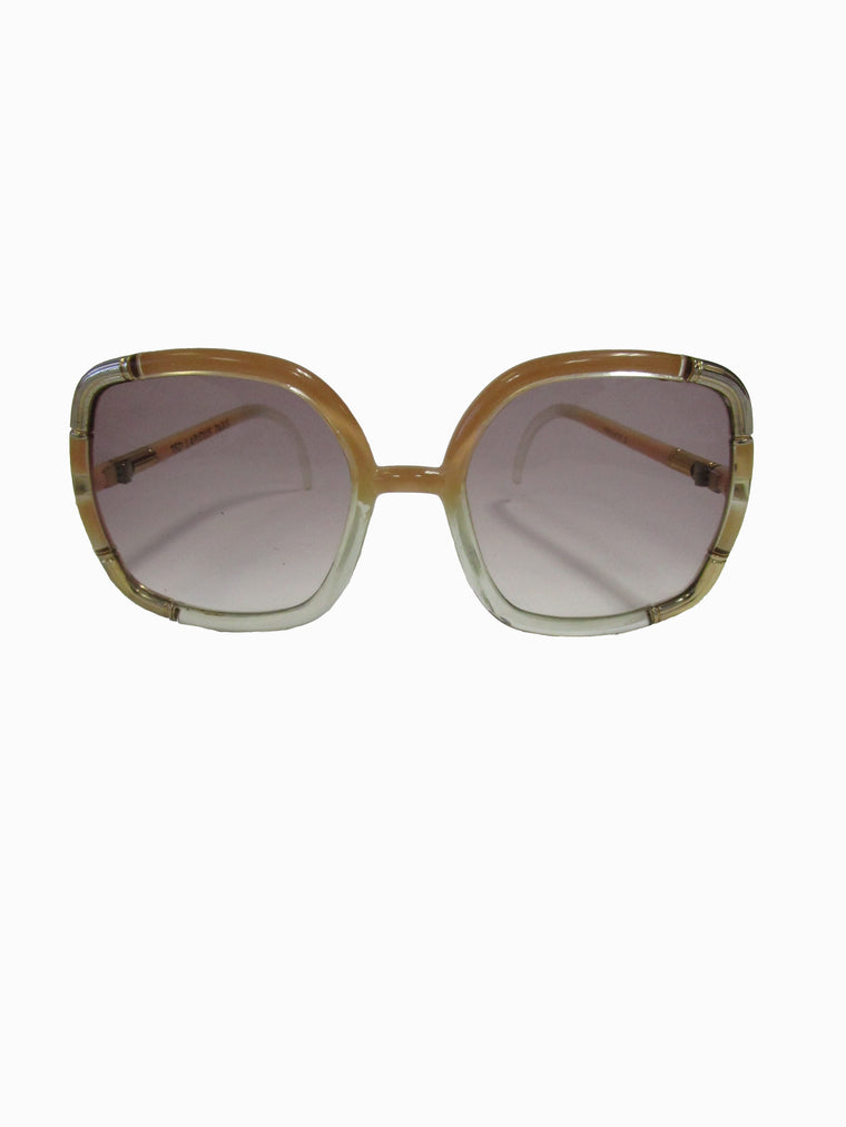 1970s Ted Lapidus Paris Nude and Clear Oversized Sunglasses