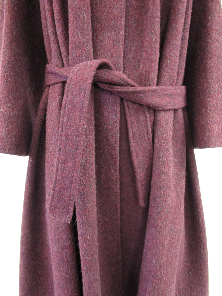 80s Scarlet High Neck Pleated Wool Coat