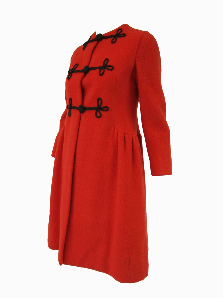 1970s Mod Orange Wool Coat Dress