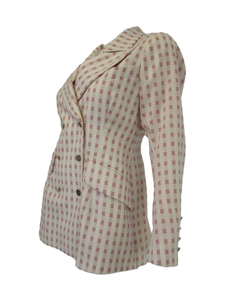 1990’s Vivienne Westwood Gold Label Red and Cream Checked bobble Breasted Blazer