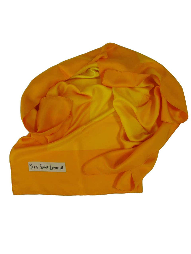 YSL Yellow Radiant Square Burst Silk Scarf