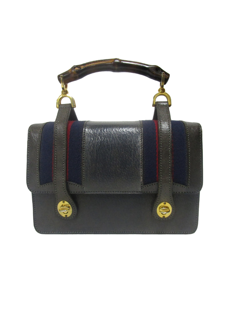 1970s Gucci Grey Blue and Navy Hand Bag