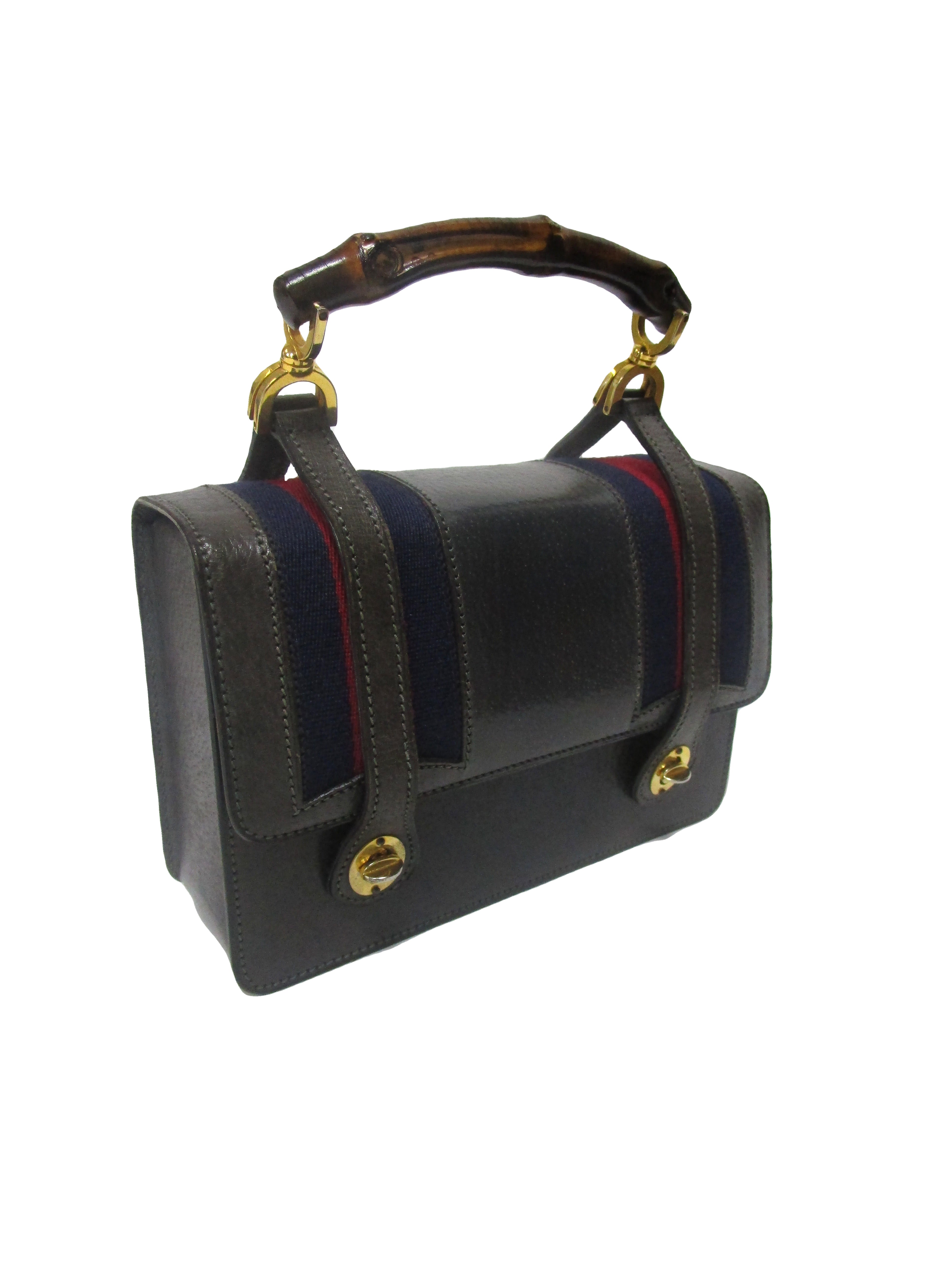 Personligt Perpetual hver gang 1970s Gucci Grey Blue and Navy Hand Bag - MRS Couture