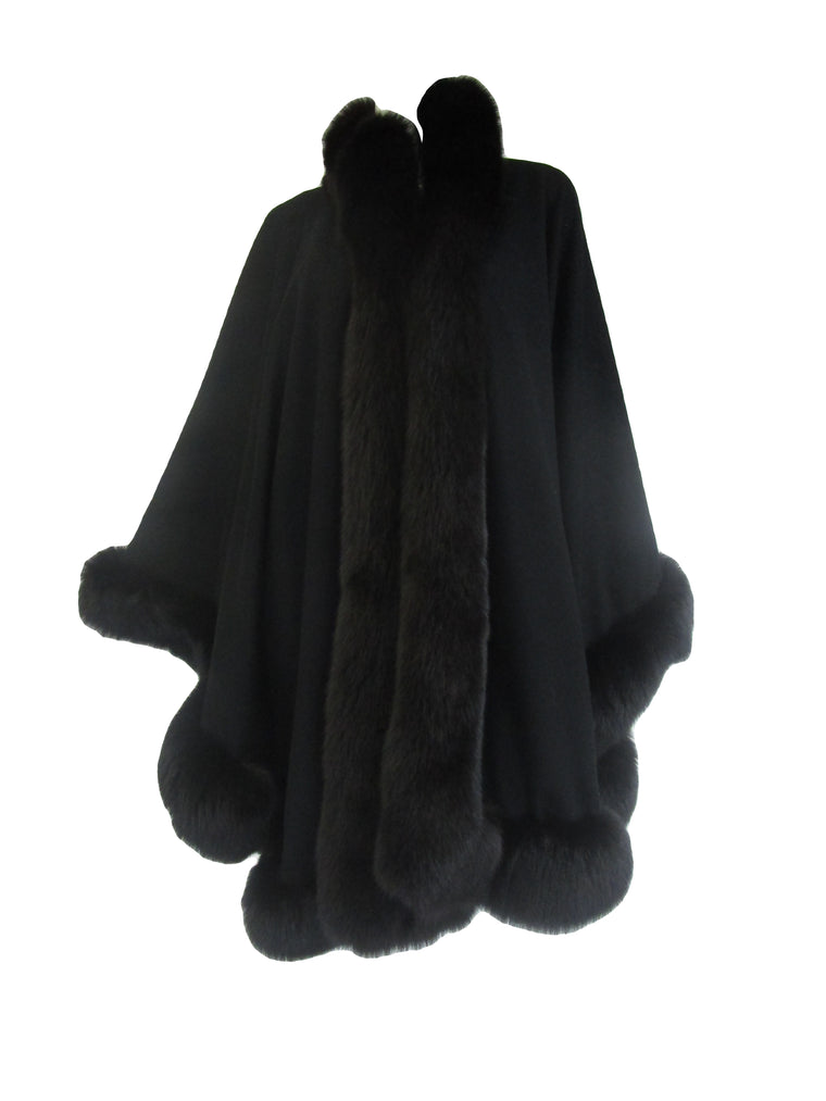 1960s Alixandre Black Fox Fur Cape