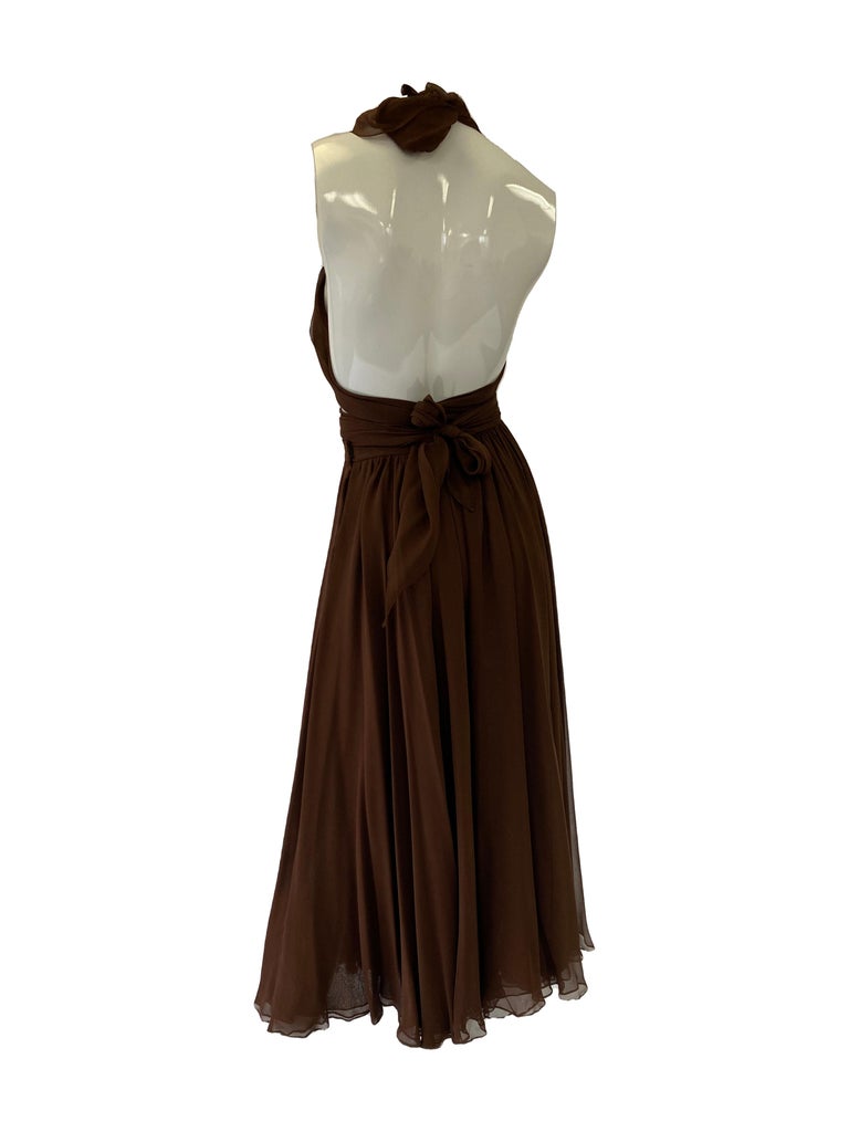 1970’s Halston Silk Chiffon Skirt and Halter Scarf Top