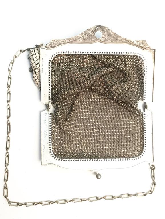 1920s Whiting and Davis Floral Enamel Mesh Purse