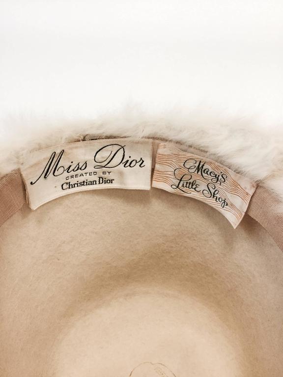1960s Christian Dior Miss Dior Angora Mod Cloche Hat