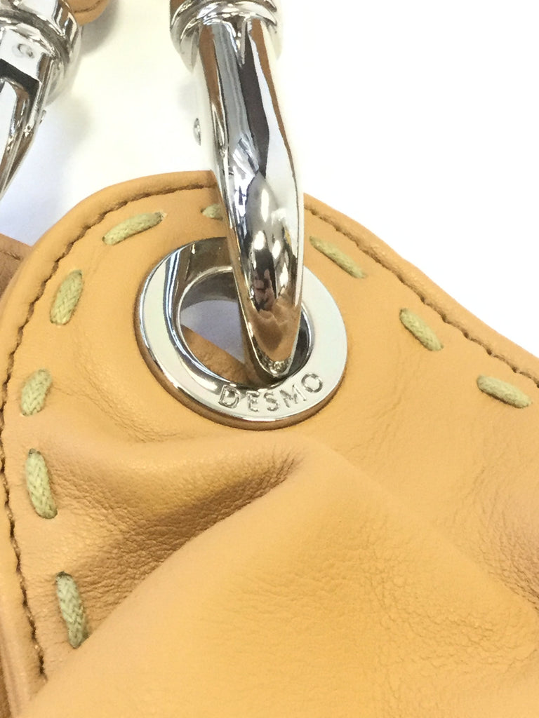 Desmo Italian Diagonal Closure Leather Slouch Handbag