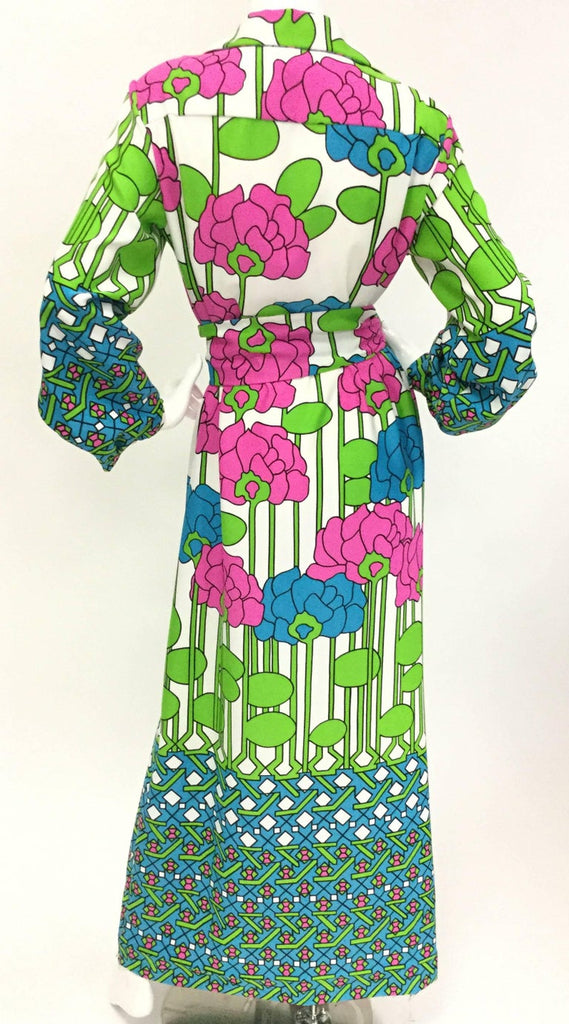 Lanvin Mod Meets Art Nouveau Lily Pad Floral Dress, 1970s